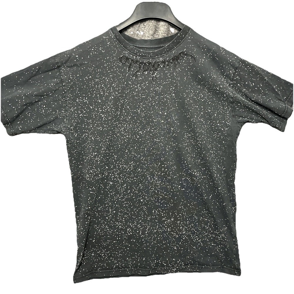Ottolinger Mens Splatter Paint Logo Embroidery T-Shirt Black Grey Cotton L